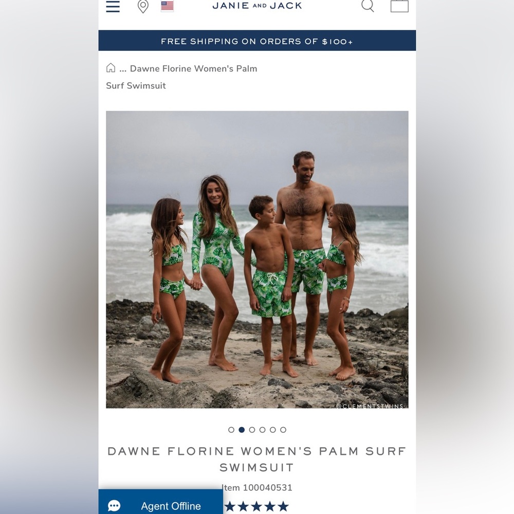 Janie and Jack Dawne Florine Palm Surf Swimsuit xs low-back palm gently loved - Picture 9 of 9